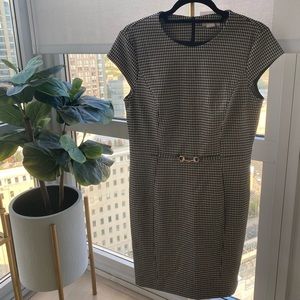 Grey Houndstooth Work Dress